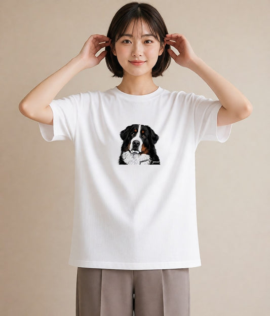 Tシャツ レディース バーニーズマウンテンドッグ 犬 いぬ イラスト 休日コーデ デート 帰省 白T