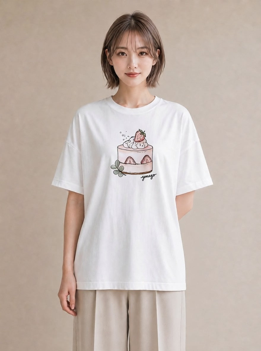 半袖Tシャツ レディース パフェ 食べ物 フード イラスト カフェコーデ クリスマス 旅行 白T