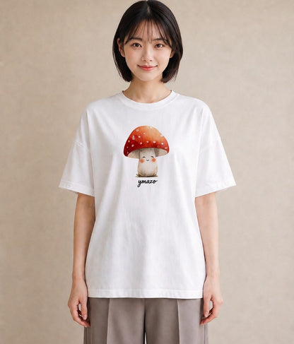 グラフィックTシャツ レディース きのこ 植物 ボタニカル イラスト ニュアンス 帰省 ラフ 白T