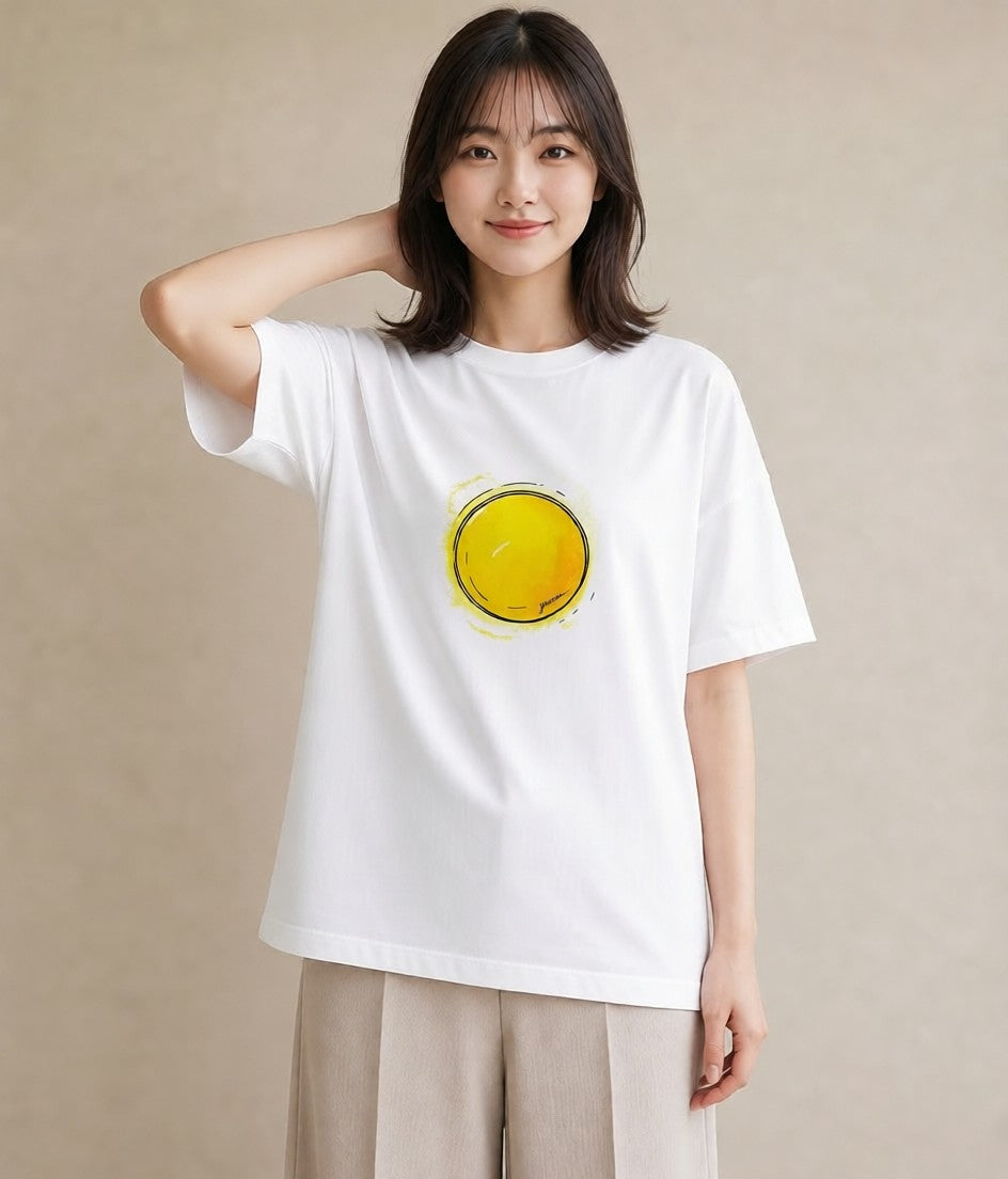 グラフィックTシャツ レディース 目玉焼き 食べ物 フード イラスト フェミニン おしゃれギフト 社会人 白T