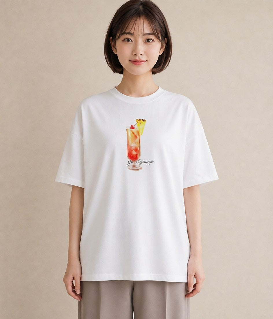プリントTシャツ レディース パイナップル 食べ物 フード イラスト ポップ 週末コーデ 敬老の日 白T
