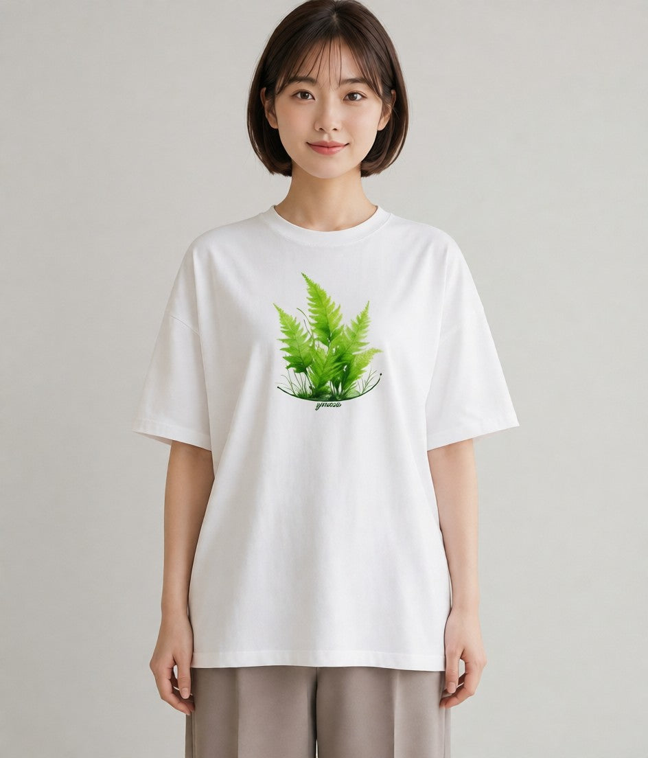 Tシャツ レディース 苔 植物 ボタニカル イラスト 旅行コーデ ミセス 春コーデ 白T