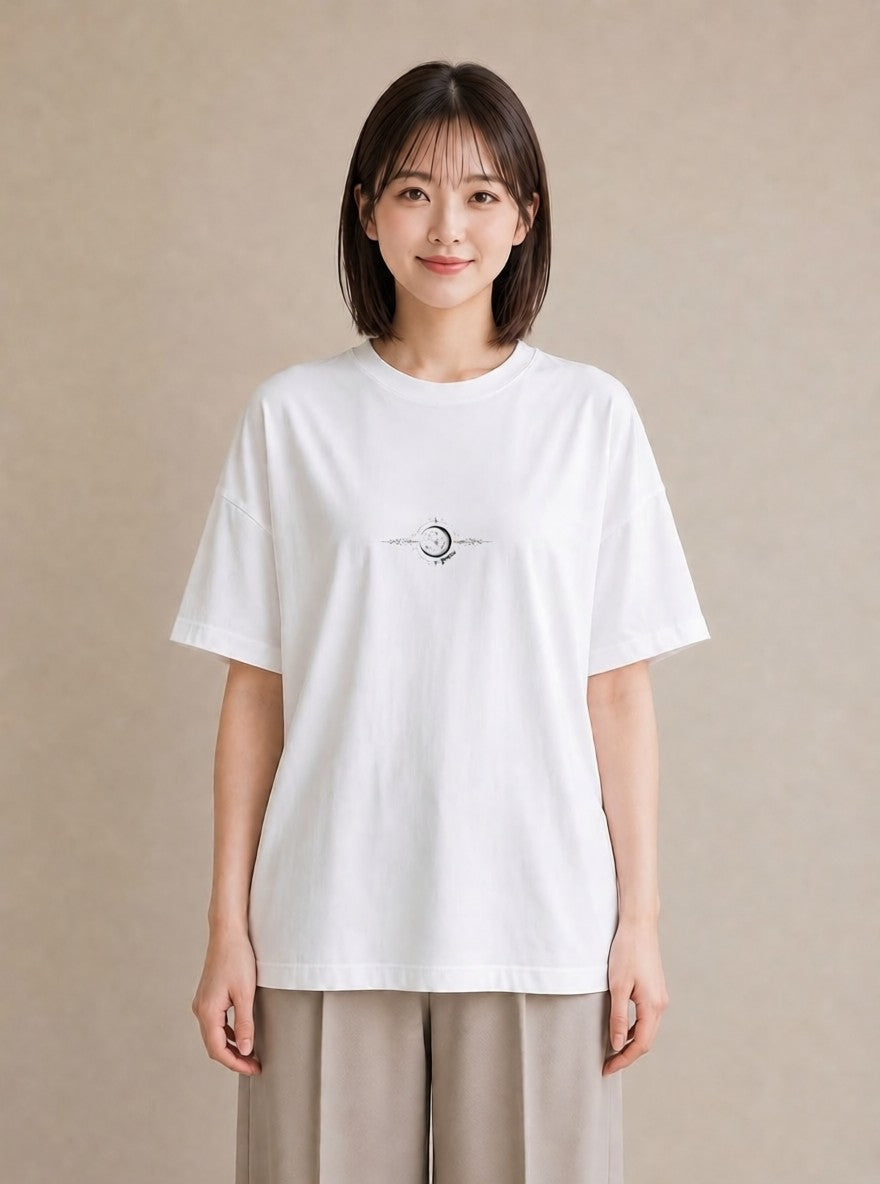 デザインTシャツ レディース 月と星 星空 ムーン イラスト きれいめカジュアル 部屋着 女性向けギフト 白T