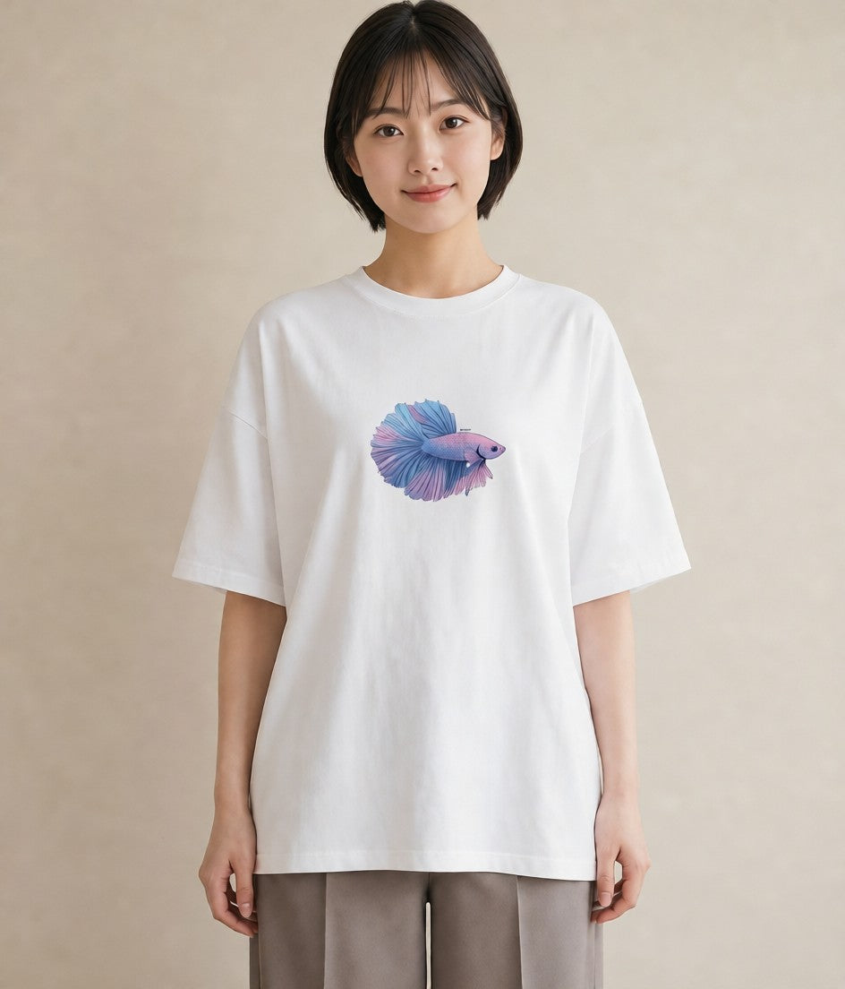 プリントTシャツ レディース 熱帯魚 ペット 動物 イラスト モード 敬老の日 ホワイトデー 白T