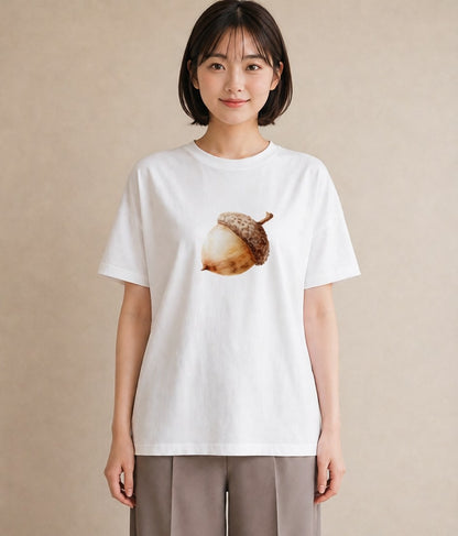 Tシャツ レディース 松ぼっくり 植物 ボタニカル イラスト シンプル お出かけ 普段着 白T