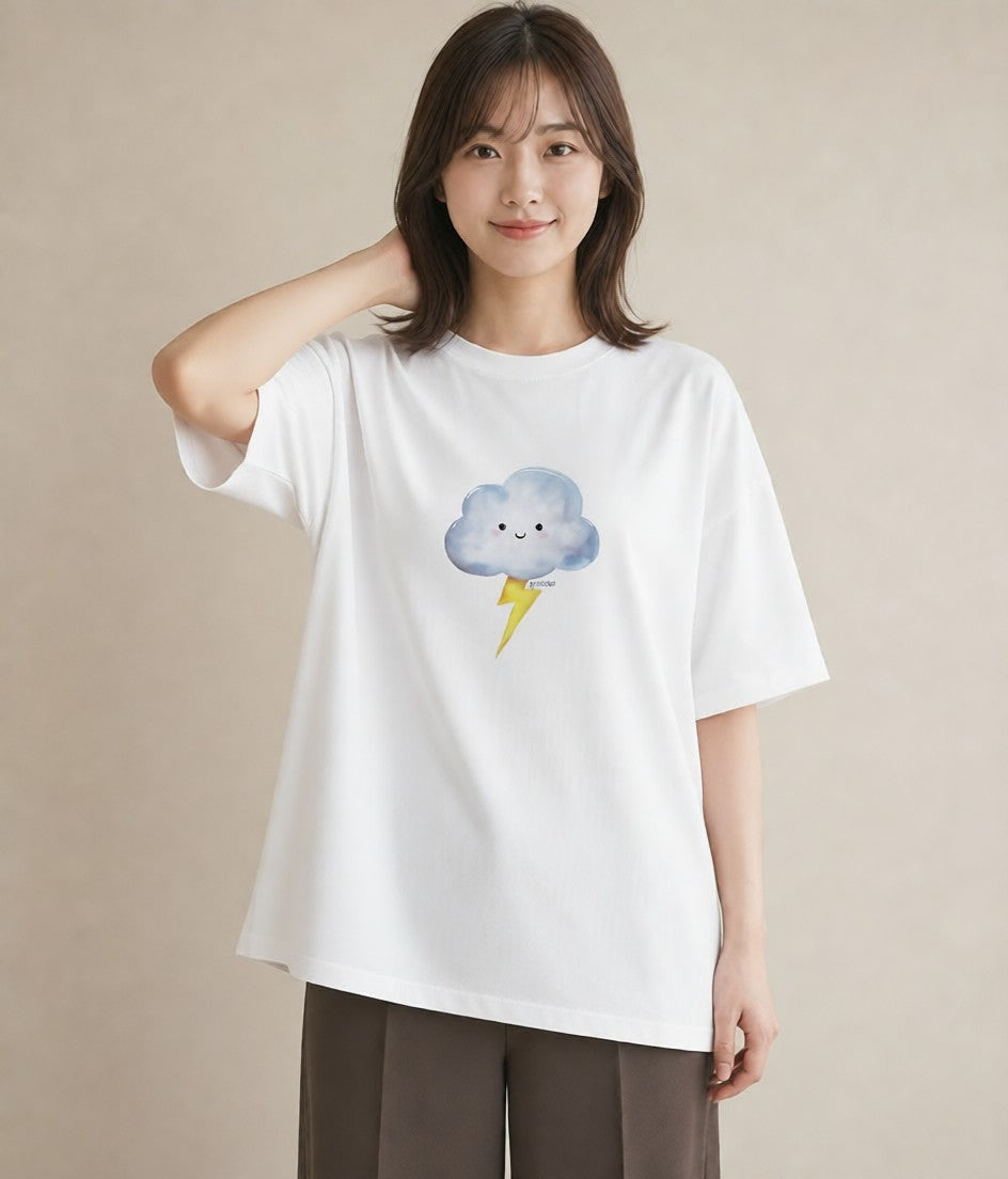 デザインTシャツ レディース 雲 星空 宇宙 イラスト お洒落 帰省 ラフ 白T