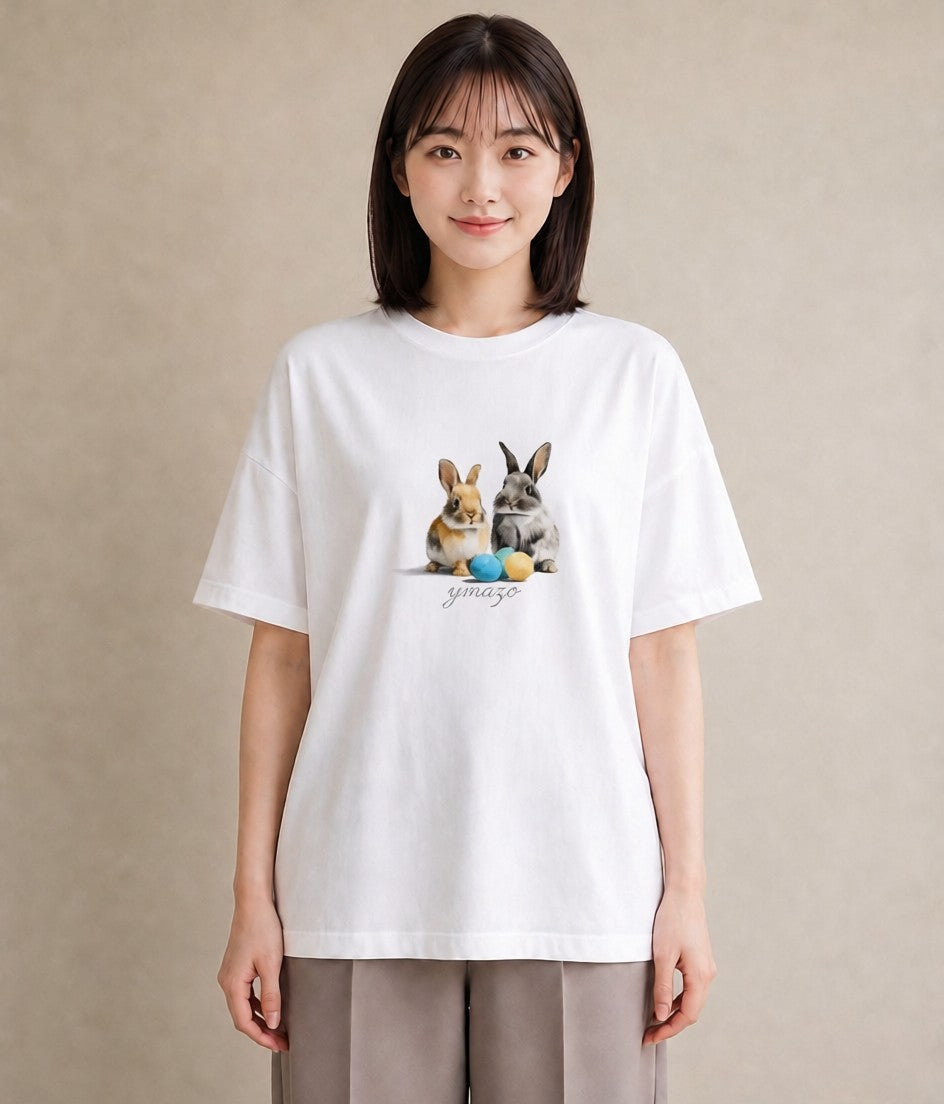 Tシャツ レディース ネザーランドドワーフ ペット 動物 イラスト アート風 おしゃれギフト 社会人 白T