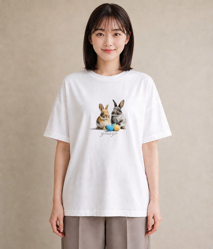 Tシャツ レディース ネザーランドドワーフ ペット 動物 イラスト アート風 おしゃれギフト 社会人 白T