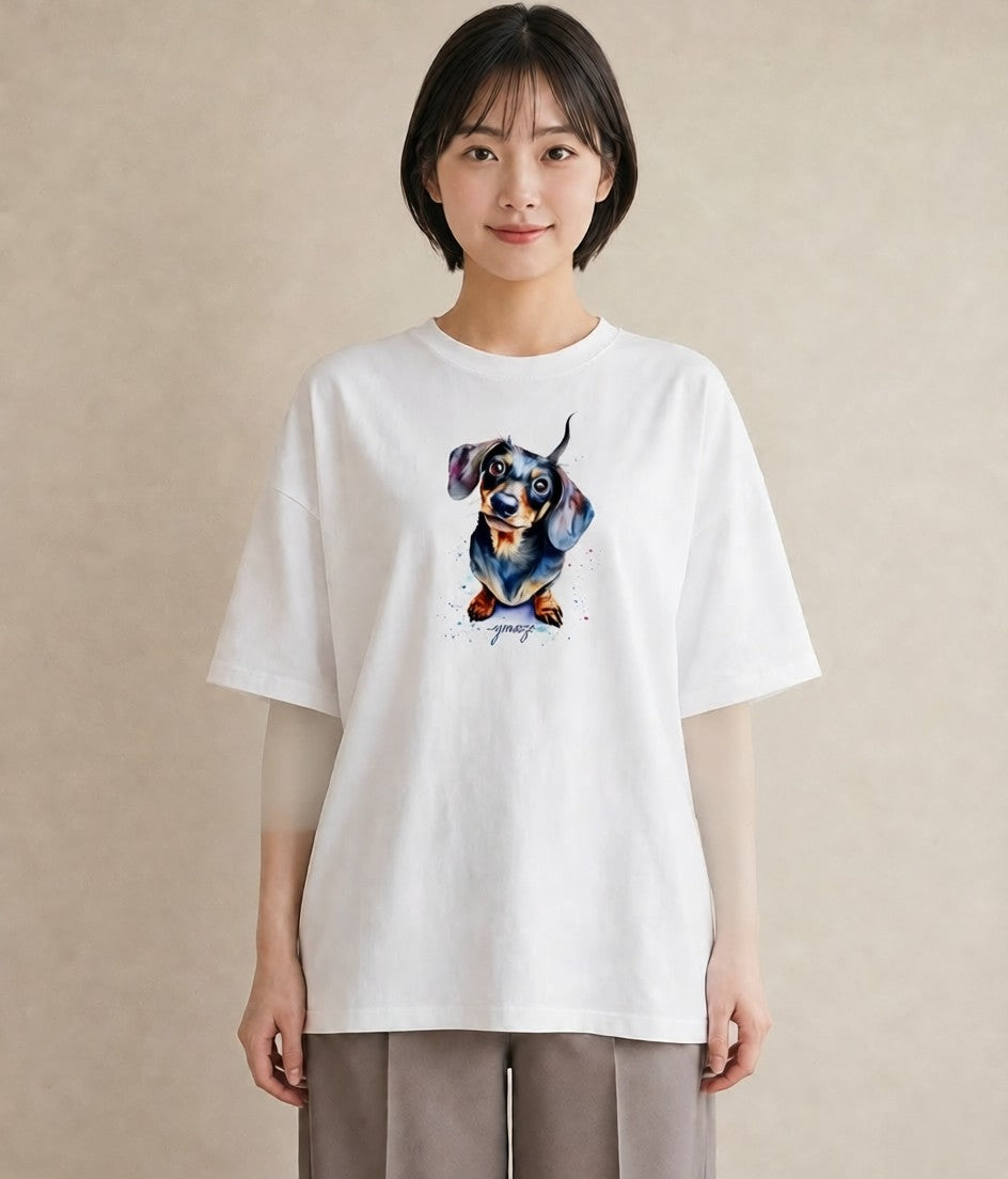 プリントTシャツ レディース 犬好き 犬 いぬ イラスト ラフ 送別ギフト 通勤 白T