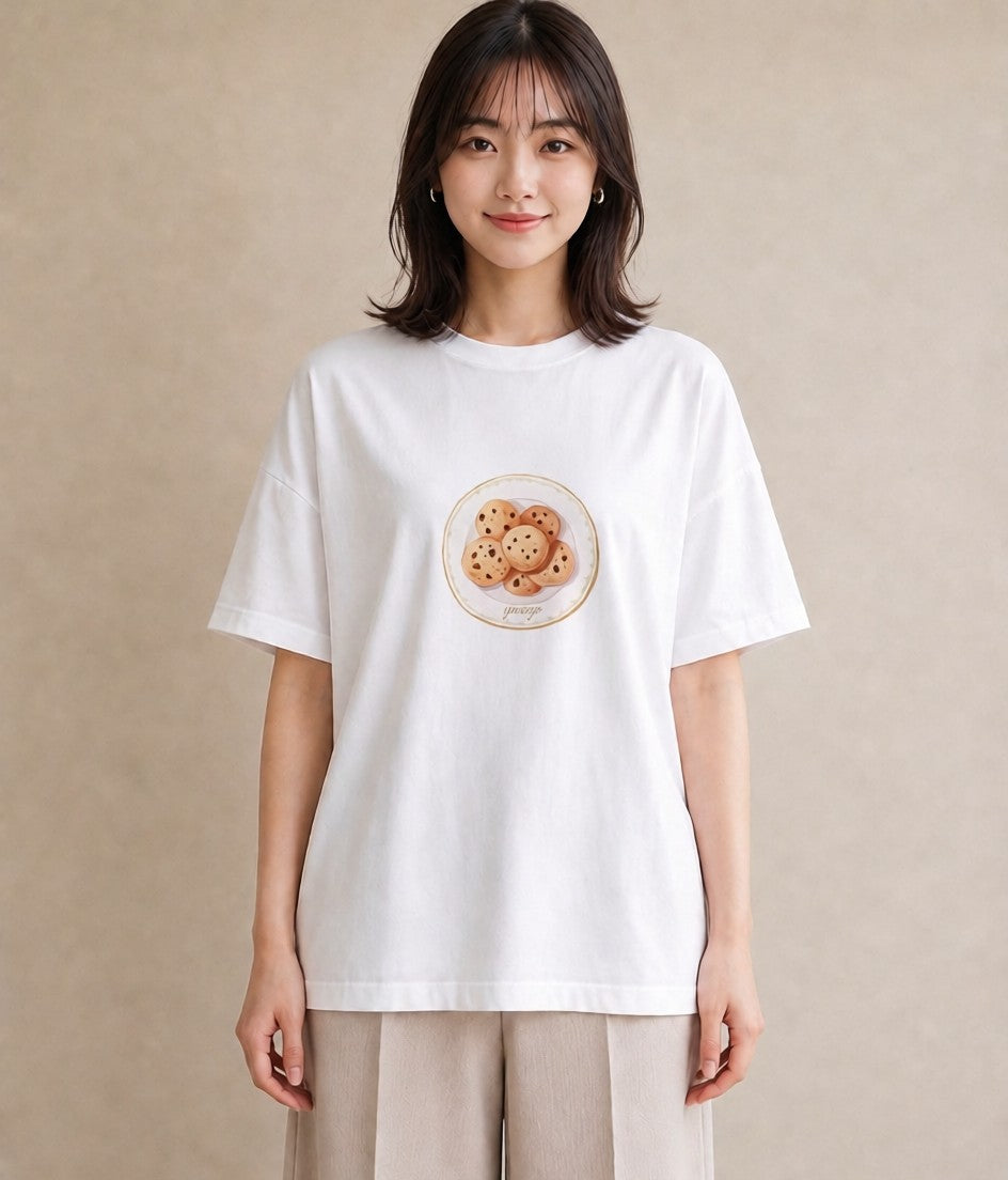 グラフィックTシャツ レディース ドーナツ 食べ物 フード イラスト 淡色 女性向けギフト 散歩 白T
