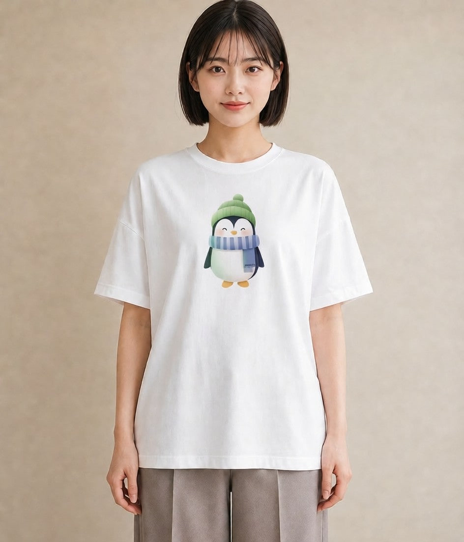 Tシャツ レディース ペンギン ぺんぎん 動物 アニマル イラスト ゆるコーデ 通学 誕生日プレゼント 白T