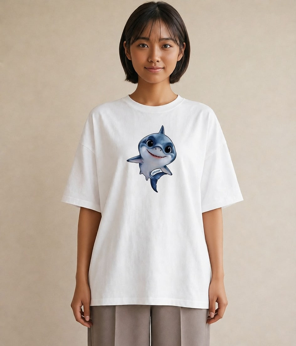 半袖Tシャツ レディース ジンベエザメ 海の生き物 海 イラスト 休日コーデ 通学 誕生日プレゼント 白T