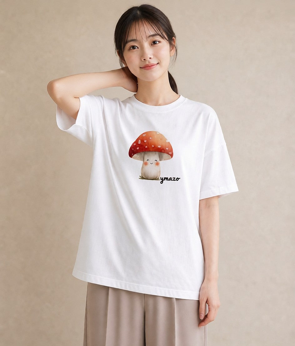 半袖Tシャツ レディース 傘 水たまり 雨 ナチュラル アンティーク イラスト 手描き風 女性 旅行用 白T