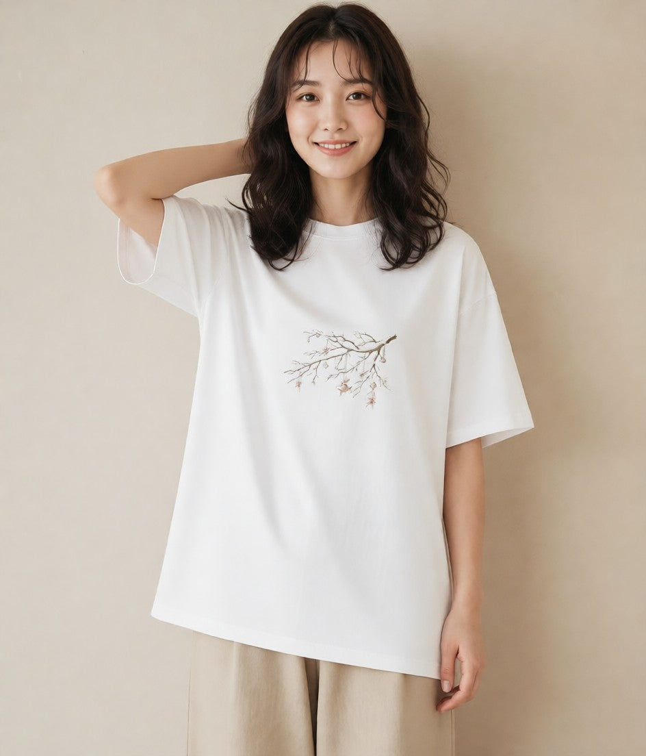 プリントTシャツ レディース 風鈴 ガラス 夏 ナチュラル アンティーク イラスト ボタニカル 週末コーデ 敬老の日 白T