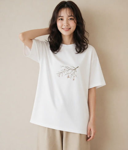 プリントTシャツ レディース 風鈴 ガラス 夏 ナチュラル アンティーク イラスト ボタニカル 週末コーデ 敬老の日 白T