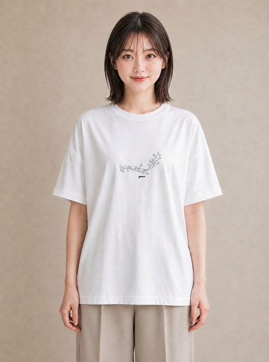 半袖Tシャツ レディース さくら 桜 桜の枝 イラスト 個性的 ビーチ デイリーウェア 白T