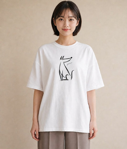 グラフィックTシャツ レディース 犬 いぬ わんこ イラスト モード カフェ服 クリスマス 白T