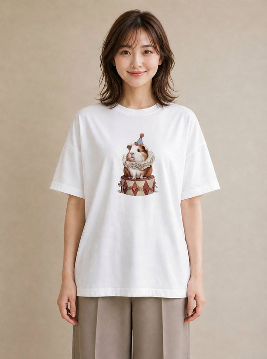 グラフィックTシャツ レディース ゴールデンハムスター ペット 動物 イラスト カジュアル 母娘コーデ 自分用 白T