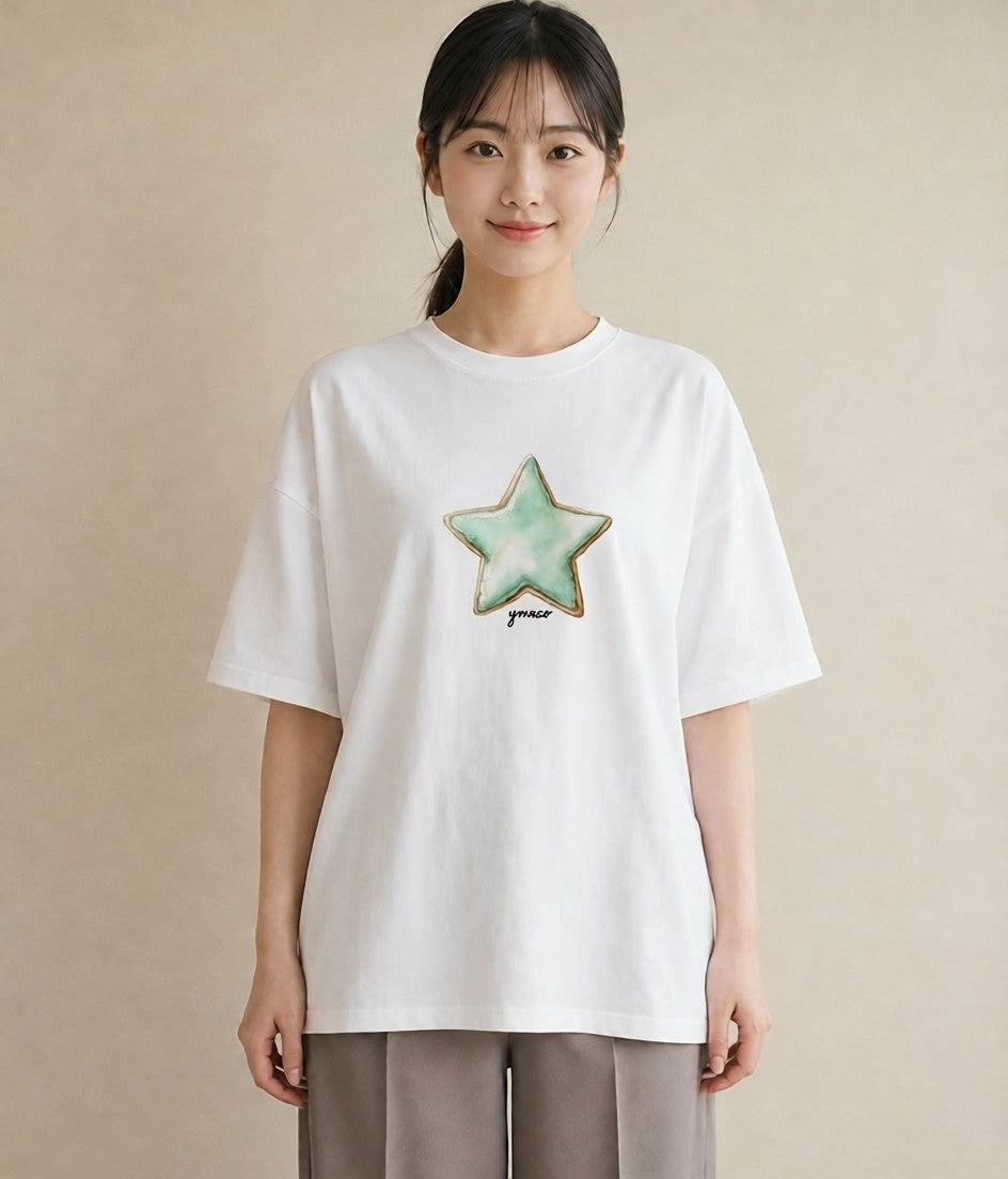 半袖Tシャツ レディース たい焼き 食べ物 フード イラスト 手描き風 夏コーデ 通学 白T