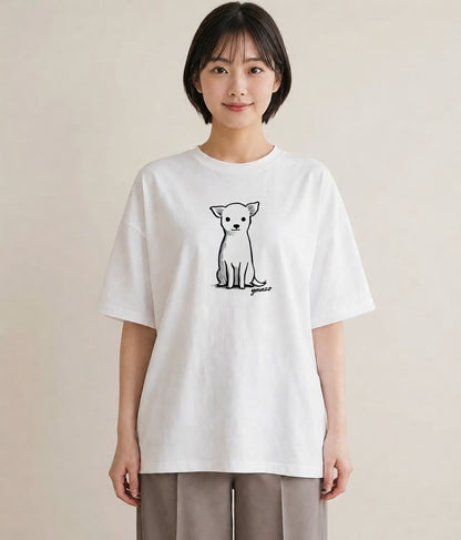 半袖Tシャツ レディース 犬 いぬ わんこ イラスト 買い物 夏コーデ 白T