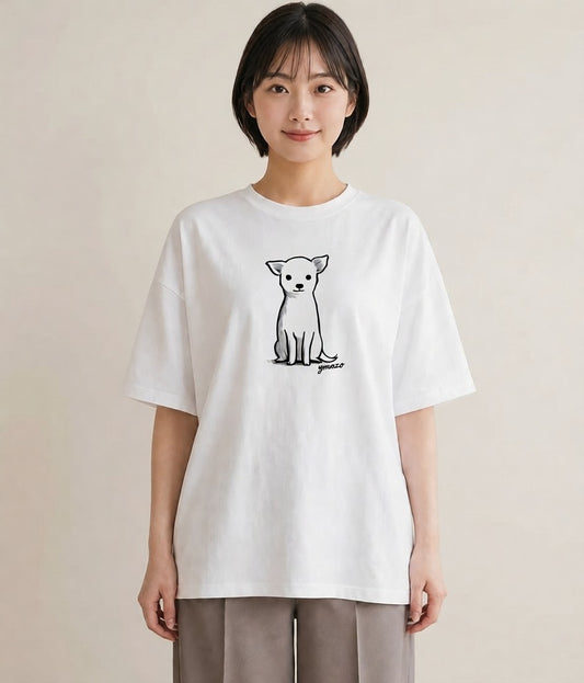 半袖Tシャツ レディース 犬 いぬ わんこ イラスト 買い物 夏コーデ 白T