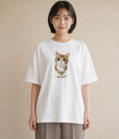 Tシャツ レディース 子猫 猫 ねこ イラスト モード 女性向けギフト 散歩 白T
