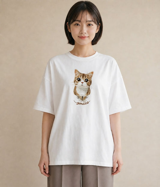 Tシャツ レディース 子猫 猫 ねこ イラスト モード 女性向けギフト 散歩 白T