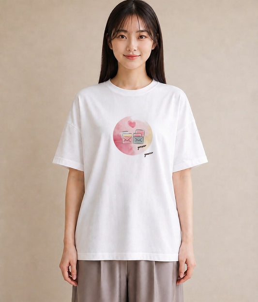 Tシャツ レディース 封蝋 手紙 アンティーク ナチュラル イラスト きれいめ 帰省 ラフ 白T