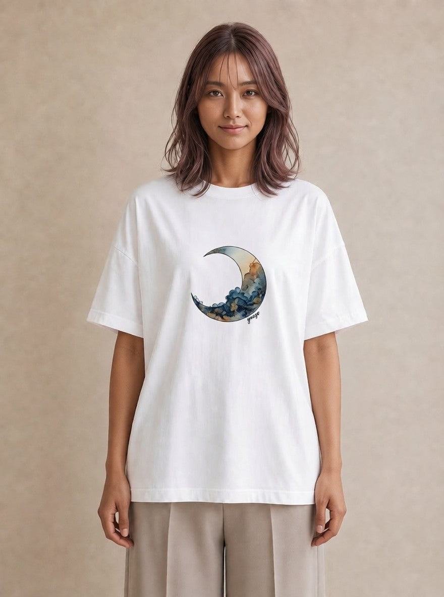 グラフィックTシャツ レディース 星空 宇宙 イラスト 普段使い 普段着 週末コーデ 白T
