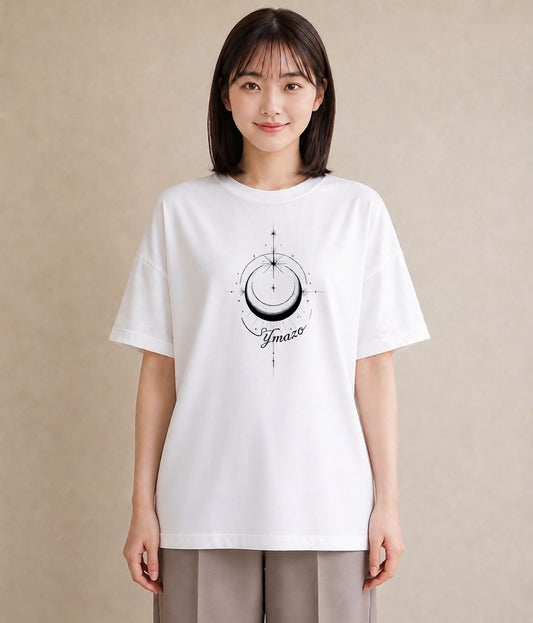 半袖Tシャツ レディース 月と星 星空 ムーン イラスト お洒落 買い物 夏コーデ 白T