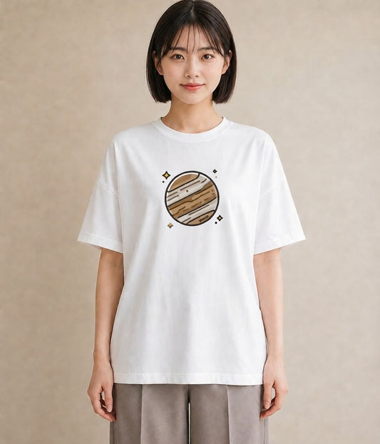 半袖Tシャツ レディース 惑星 星空 宇宙 イラスト レイヤード 友達ギフト 白T