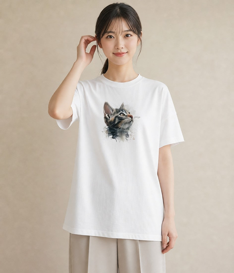 デザインTシャツ レディース アビシニアン 猫 ねこ イラスト フェミニン ホワイトデー 春服 白T