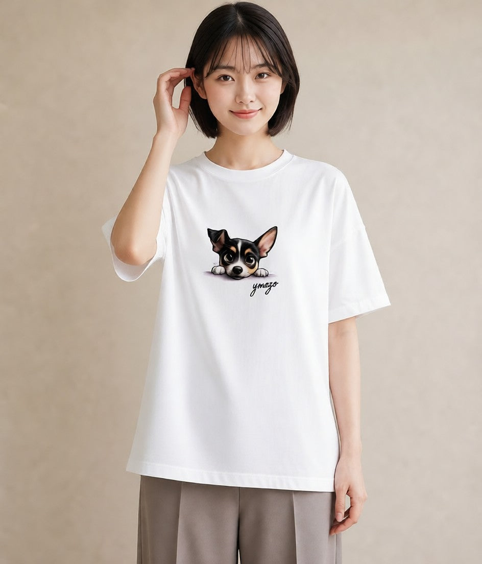 デザインTシャツ レディース チワワ 犬 いぬ イラスト フェミニン ルームウェア ギフト 白T