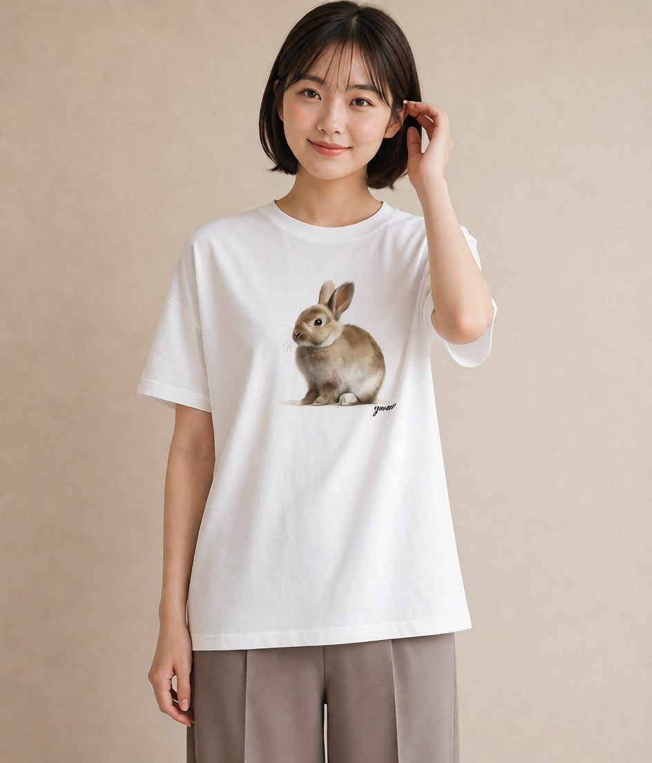 デザインTシャツ レディース デグー ペット 動物 イラスト きれいめカジュアル ミセス 春コーデ 白T