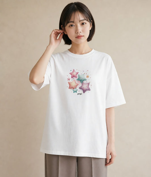 半袖Tシャツ レディース 乙女座 星空 宇宙 イラスト 手描き風 お出かけ 普段着 白T
