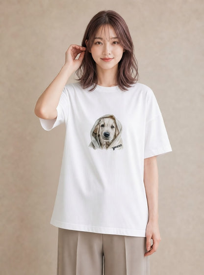 半袖Tシャツ レディース ゴールデンレトリバー ゴールデン 犬 いぬ イラスト きれいめカジュアル 買い物 夏コーデ 白T