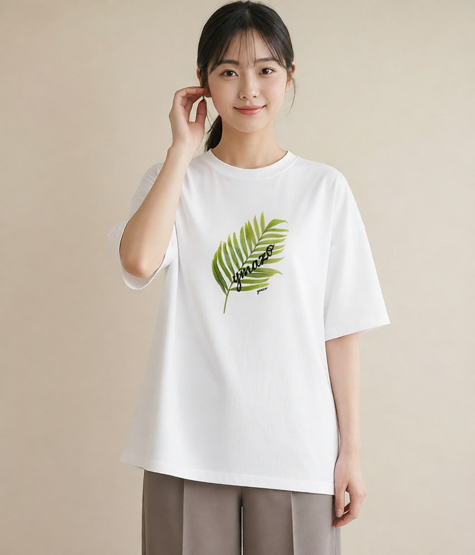 Tシャツ レディース モンステラ 植物 ボタニカル イラスト 旅行コーデ 買い物 夏コーデ 白T