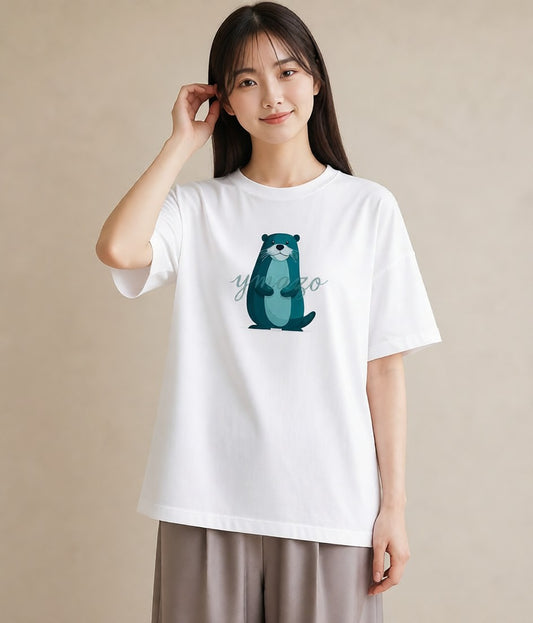 Tシャツ レディース ラッコ 動物 アニマル イラスト ユニーク 通学 誕生日プレゼント 白T