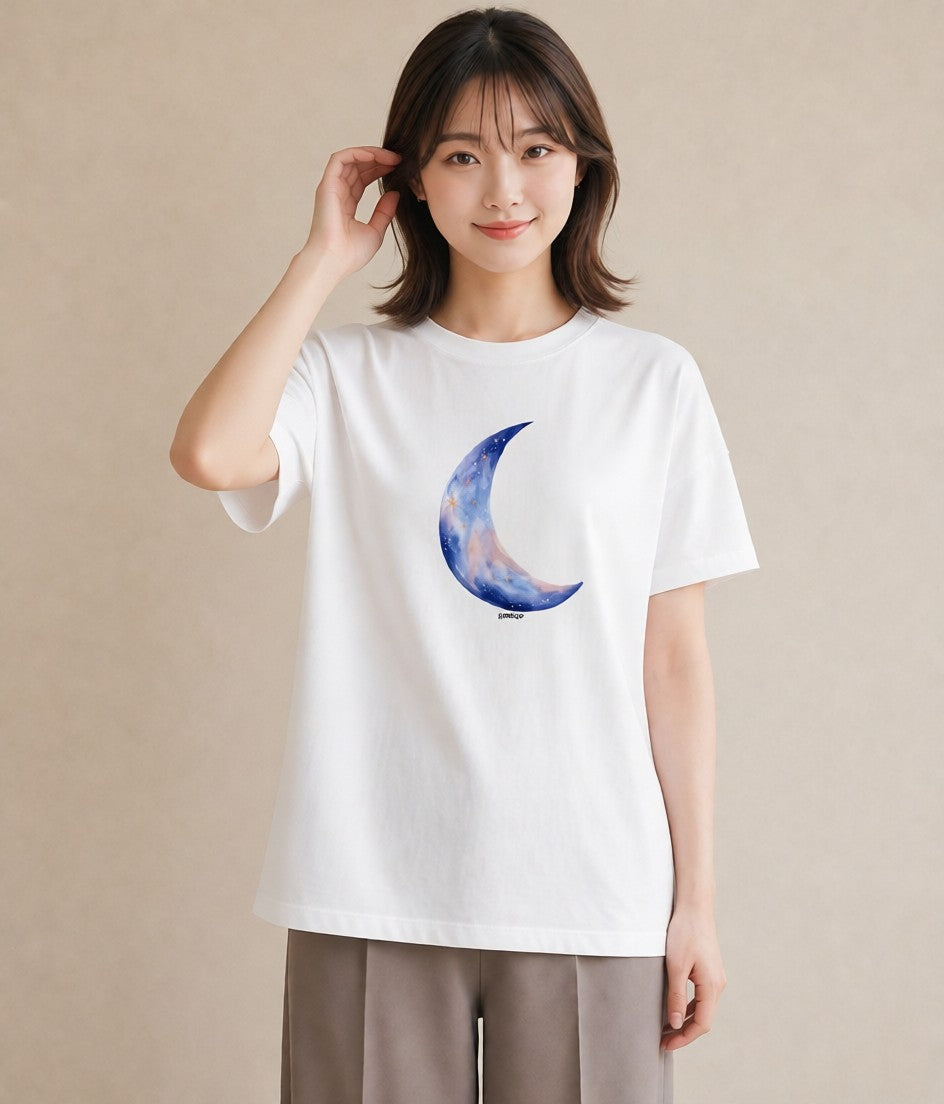 デザインTシャツ レディース 天秤座 星空 宇宙 イラスト シンプル 綿100 デート 白T