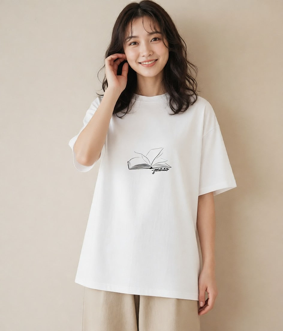 プリントTシャツ レディース 本 読書 ブック イラスト レトロ 敬老の日 ホワイトデー 白T