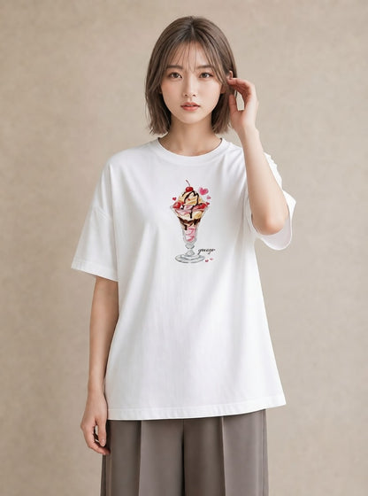 デザインTシャツ レディース ソフトクリーム 食べ物 フード イラスト きれいめ ルームウェア ギフト 白T