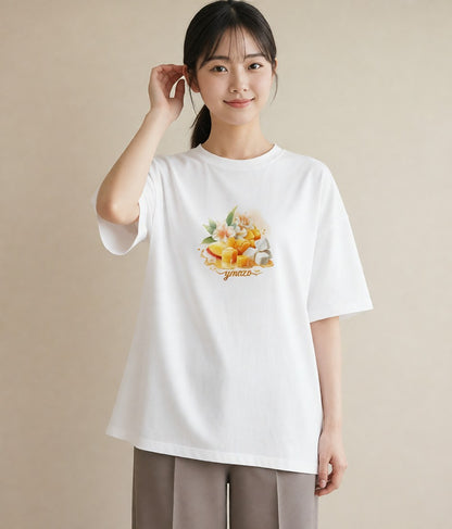 Tシャツ レディース パフェ 食べ物 フード イラスト 普段使い 旅行用 海 白T