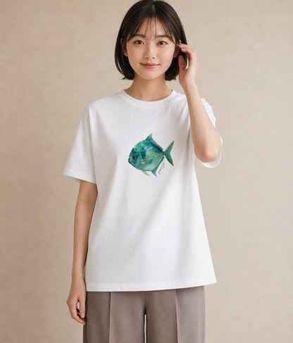 デザインTシャツ レディース 出目金 ペット 動物 イラスト フェミニン 敬老の日 ホワイトデー 白T