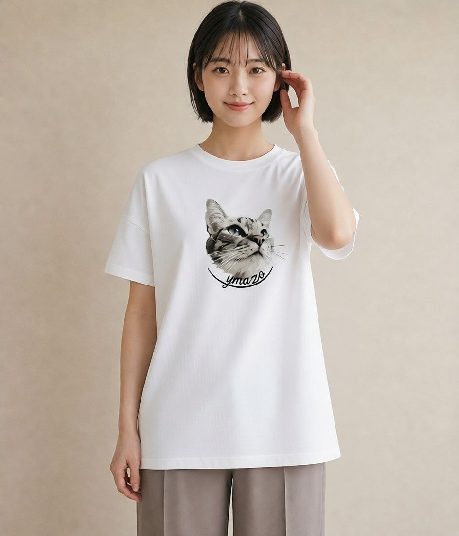 Tシャツ レディース キジトラ 猫 ねこ イラスト 普段使い お出かけ 普段着 白T