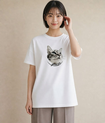 Tシャツ レディース キジトラ 猫 ねこ イラスト 普段使い お出かけ 普段着 白T