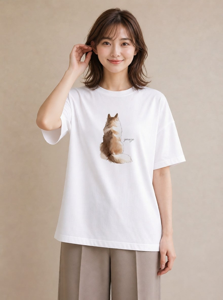グラフィックTシャツ レディース 保護犬 犬 いぬ イラスト ラフ カジュアルコーデ 買い物 白T