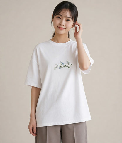 半袖Tシャツ レディース 夕暮れ バルコニー 夕焼け ナチュラル アンティーク イラスト ガーリー ギフト 母の日 白T