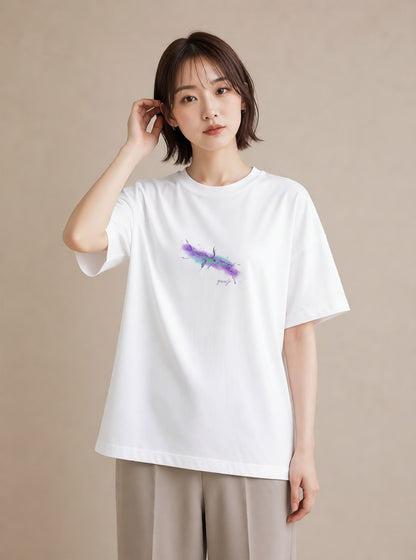 半袖Tシャツ レディース 双子座 星空 宇宙 イラスト フェミニン 週末コーデ 敬老の日 白T