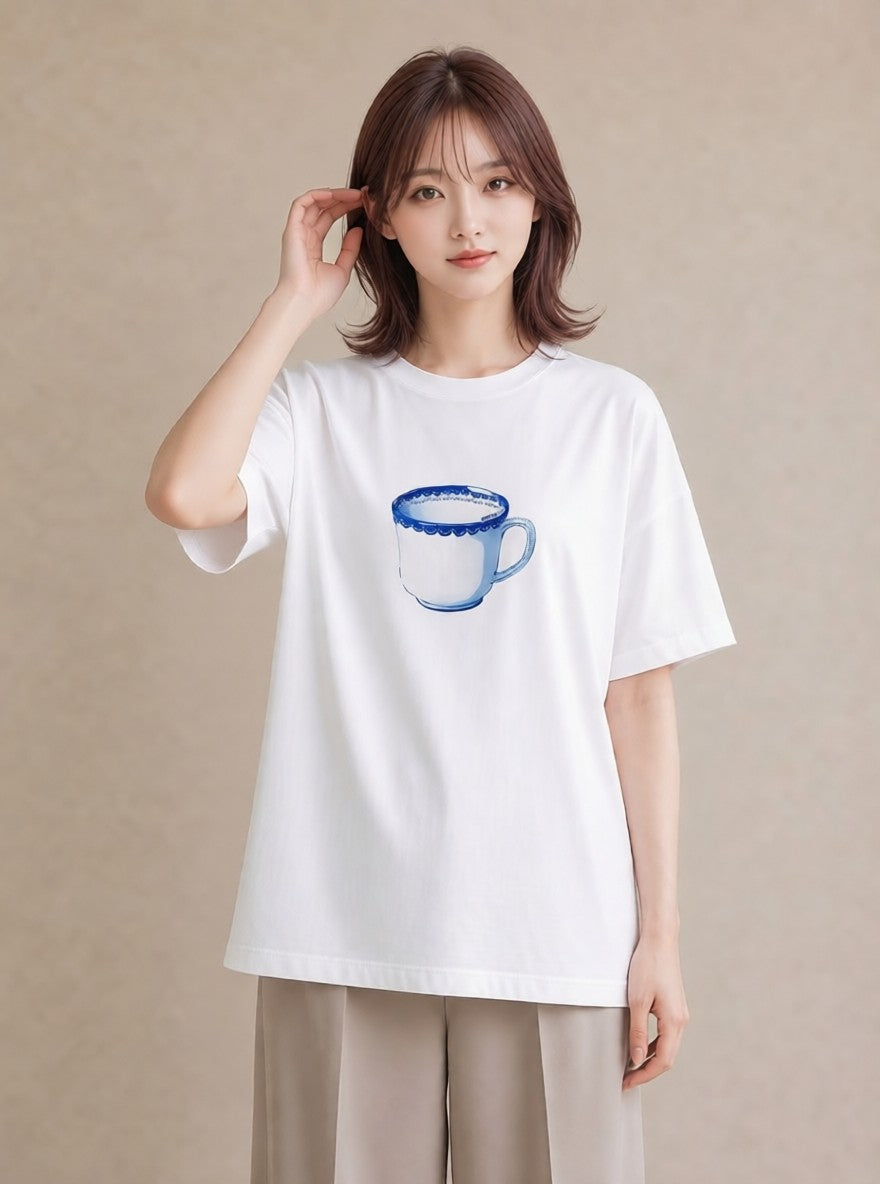 グラフィックTシャツ レディース エスプレッソ 食べ物 フード イラスト ニュアンス ビーチ デイリーウェア 白T