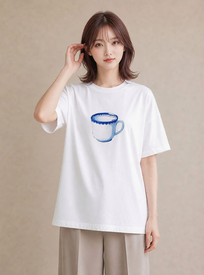グラフィックTシャツ レディース エスプレッソ 食べ物 フード イラスト ニュアンス ビーチ デイリーウェア 白T